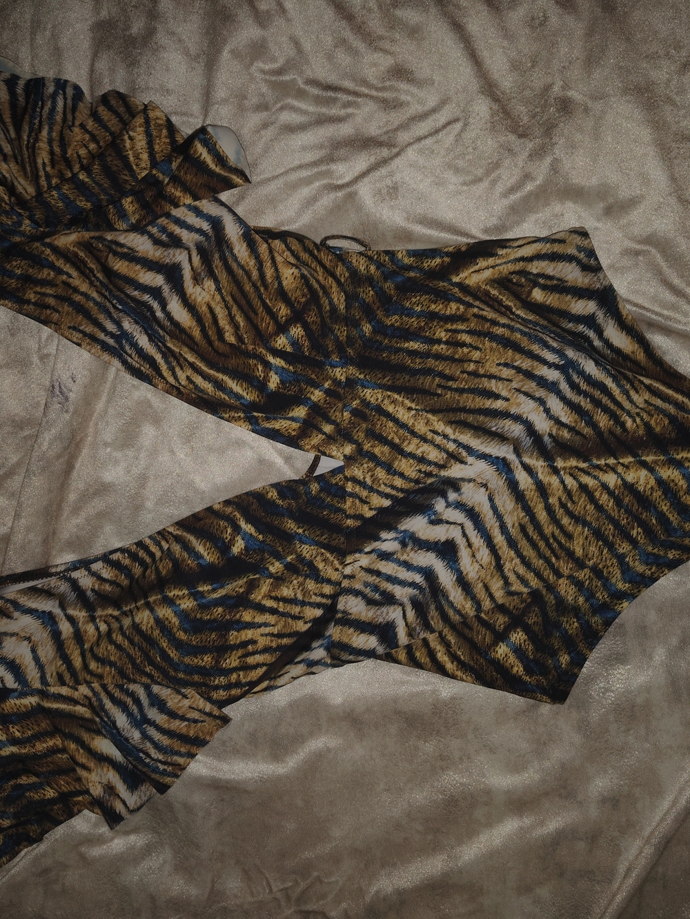 Tiger Print Bodycon Bathing Suit Super Sexy - Brown & Black